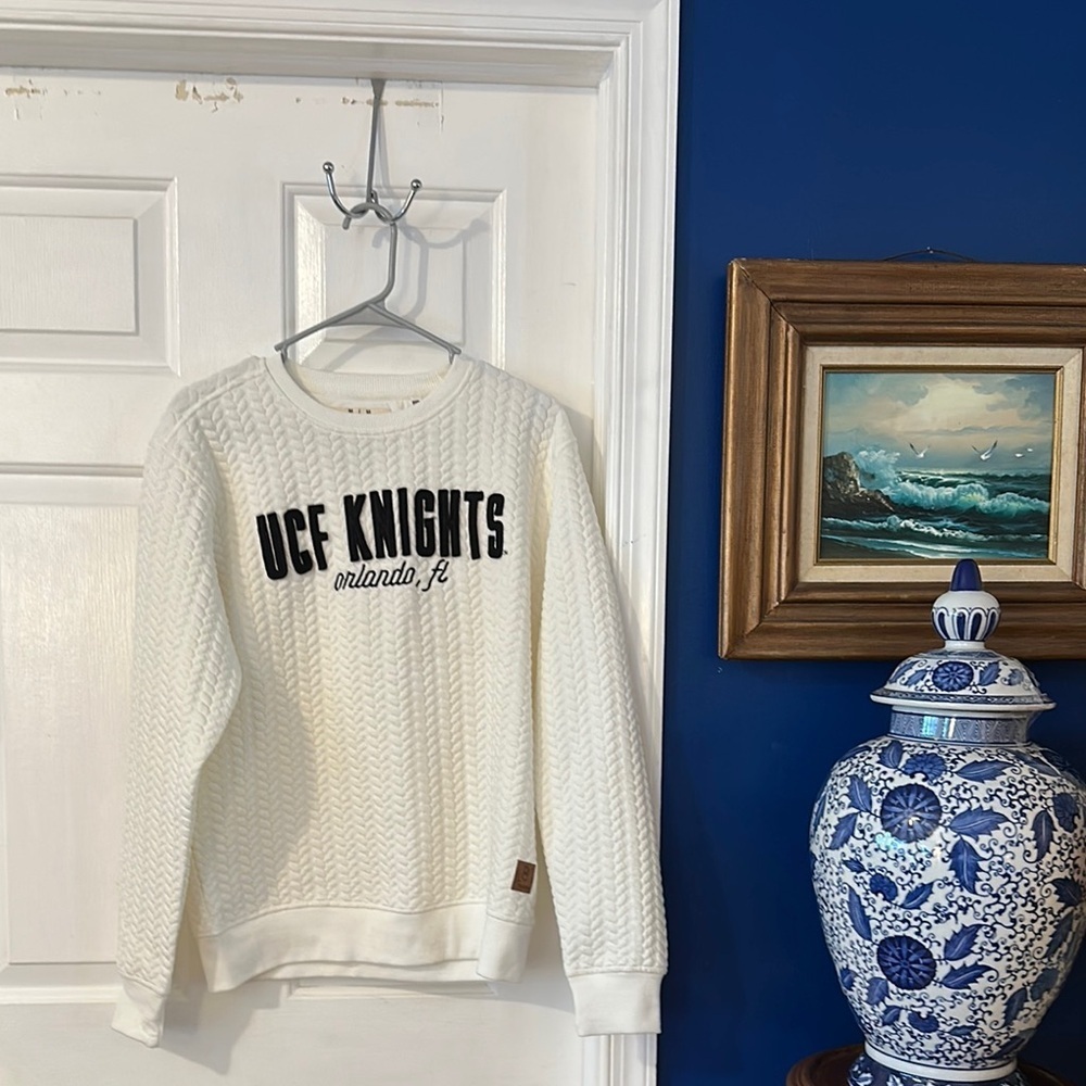 NWOT Women’s Pressbox UCF Knights White Ivory Roxy Crew Pullover Sweatshirt Sz M